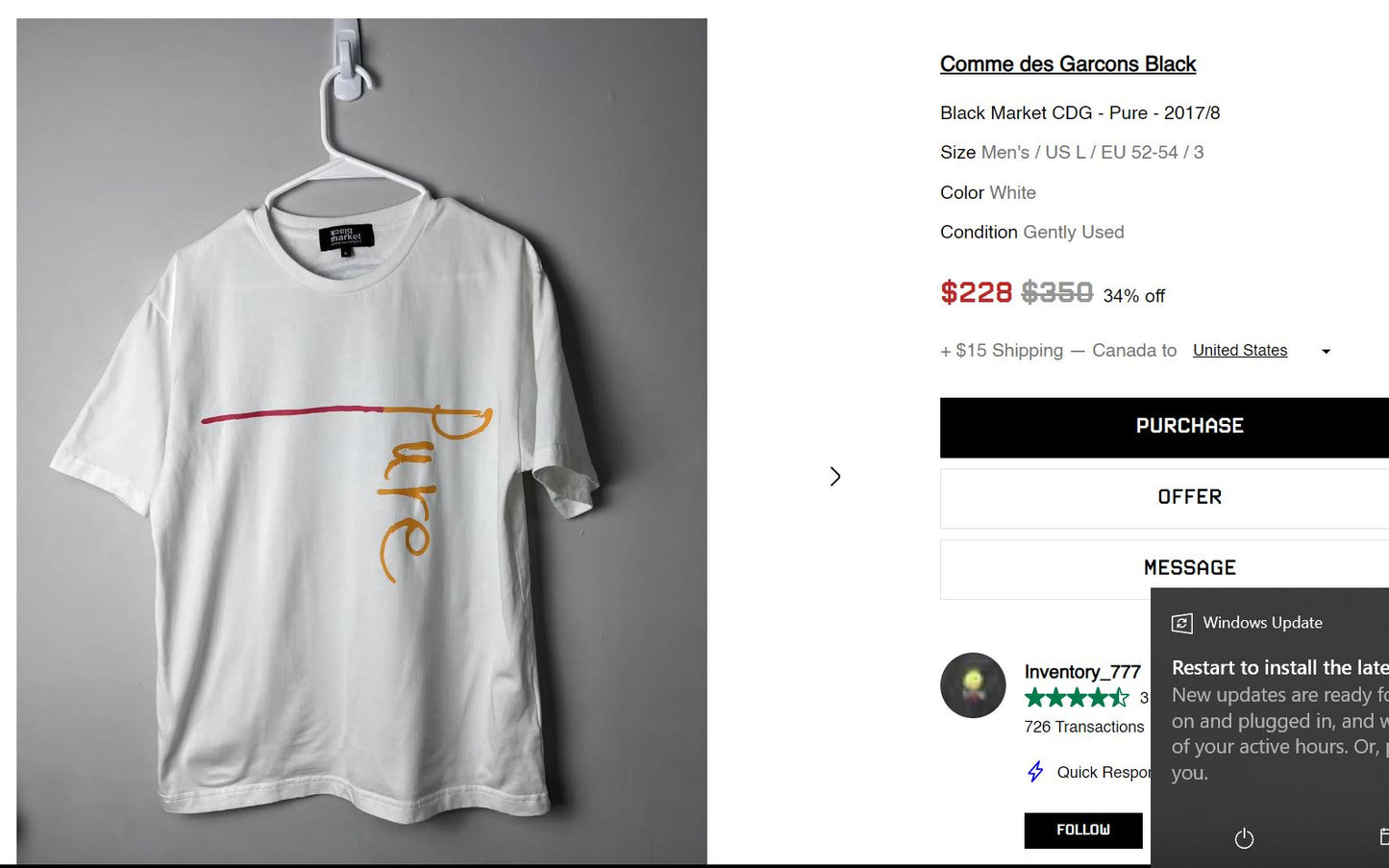 COMME DES GARCONS "PURE" SHIRT
